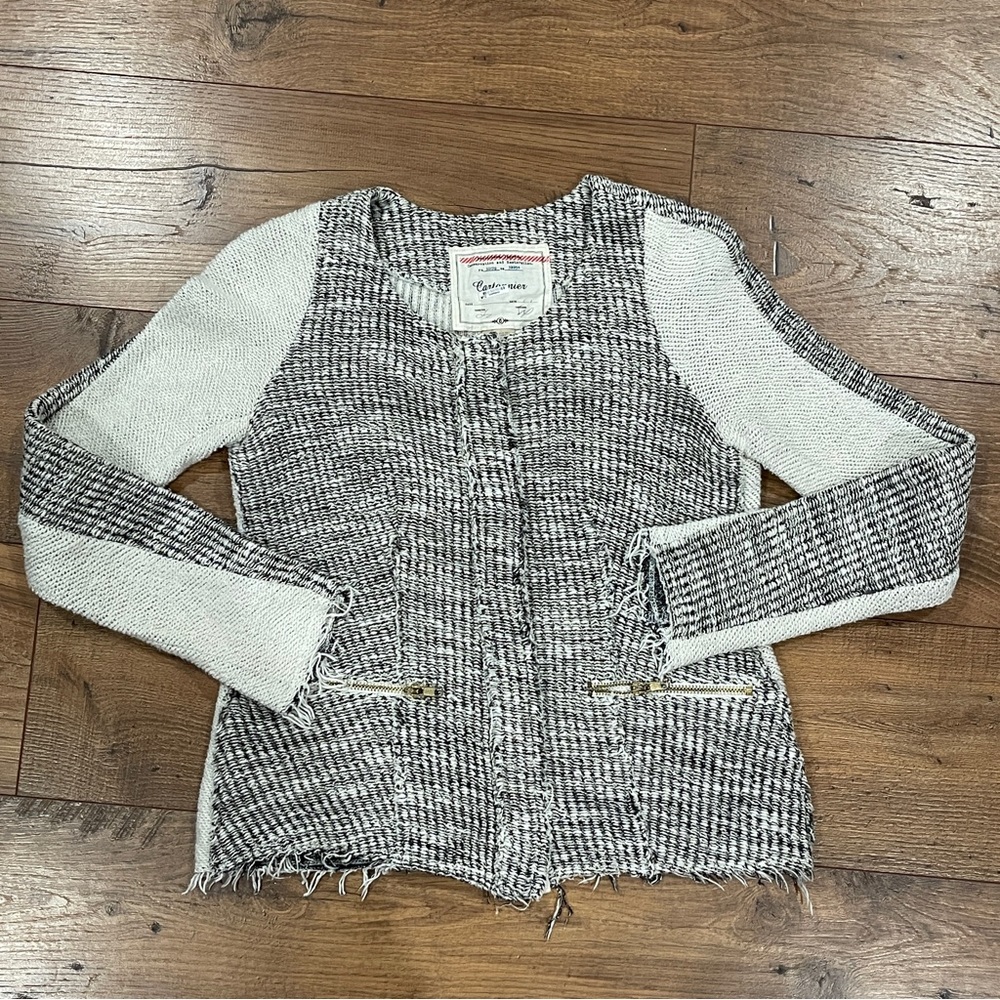Anthropologie Cartannier Blazer Cardigan Sweater Tweed Long Sleeve Women's Sz XS - Picture 2 of 7